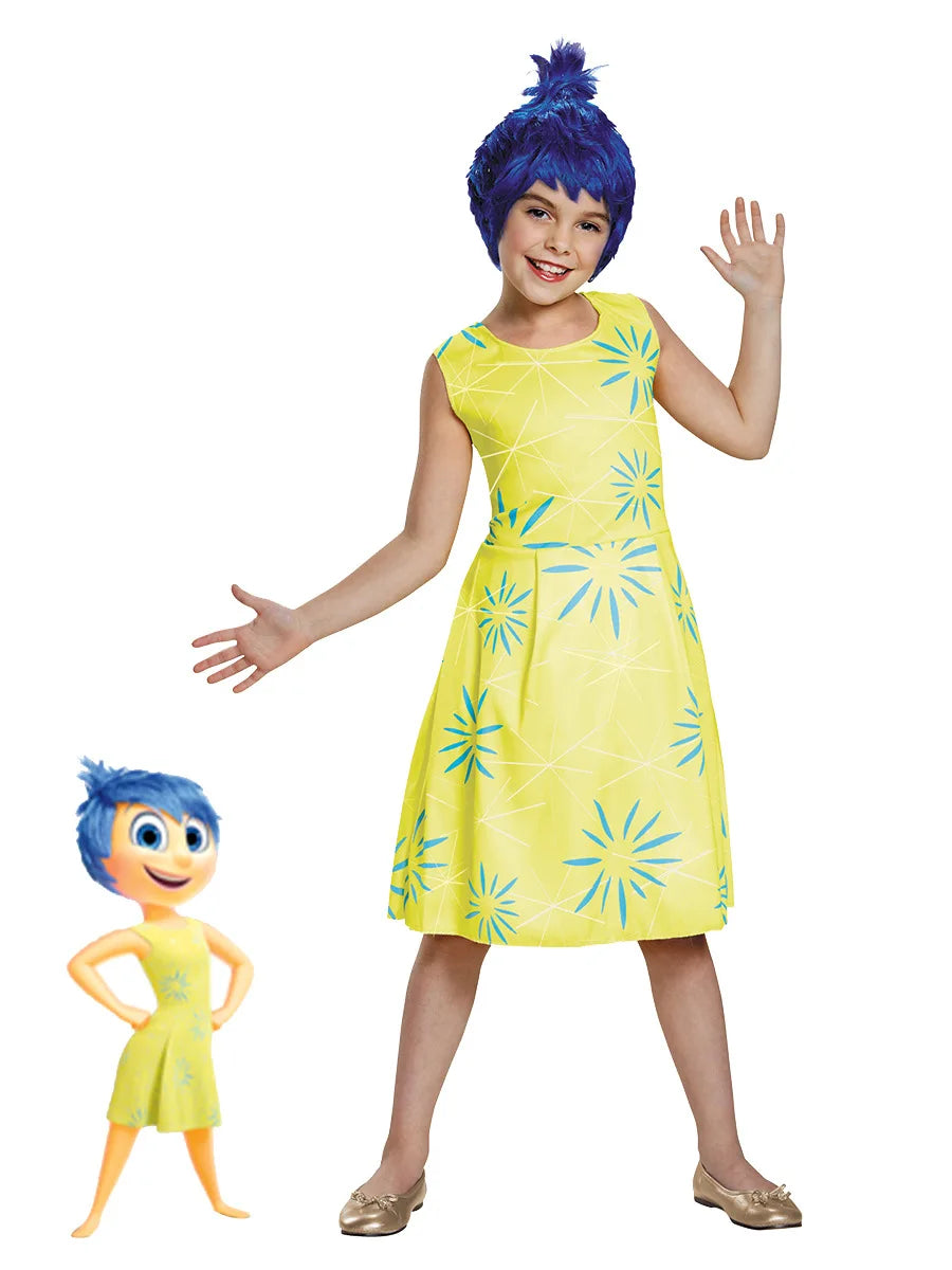 NewAnime Movie Inside Out Joy Cospaly Costume Joy Anger Fear Cos Outfits For Adult Kids Halloween Stage Performance Costume