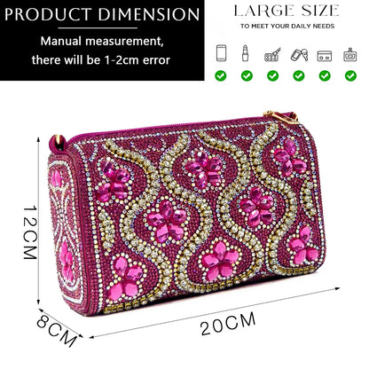Elegant Rhinestone Pointed-Toe Pumps With Matching Bag Set Large Capacity Bag for Women's Party High Heels