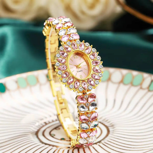 Fashion Women Watches Luxury Rhinestone Bracelet Strap Quartz Wristwatch Girls Clock Reloj Mujer