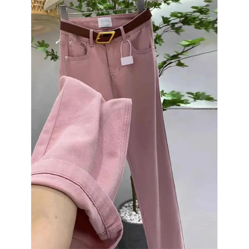 High Waist Straight Loose Soft Denim Pants Female Slim Jeans
