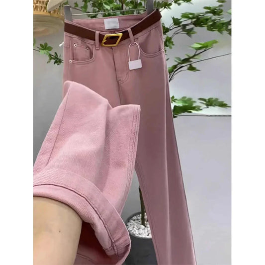 High Waist Straight Loose Soft Denim Pants Female Slim Jeans