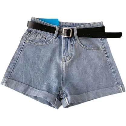 Women's Denim Shorts High-Waisted Thin Loose-Fit Jeans