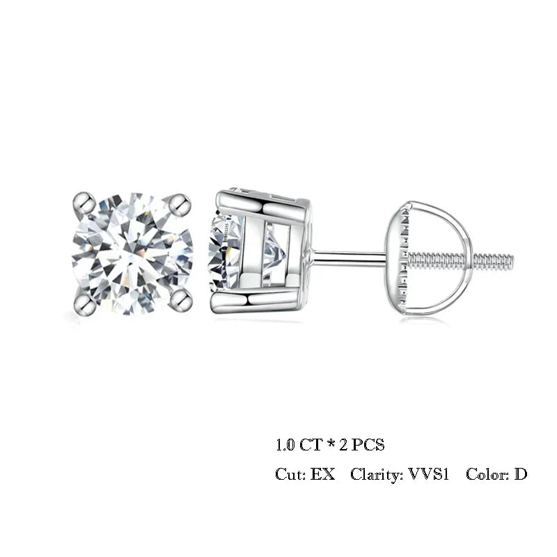 4 Prongs Moissanite Earrings for Women Solid 925 Sterling Silver 2CT VVS1 Lab Diamond Sparkling Classic Wedding Jewelry