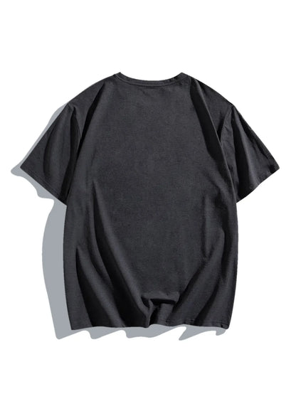 Men's summer 100 cotton fashionable casual loose plus size Compass pattern printed sports round neck short sleeved T-shirt top