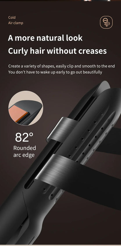Professional 2-in-1 Hair Styler Curling Wand Straightener Negative lon Ceramic Plates Adjustable Temperature Salon Home