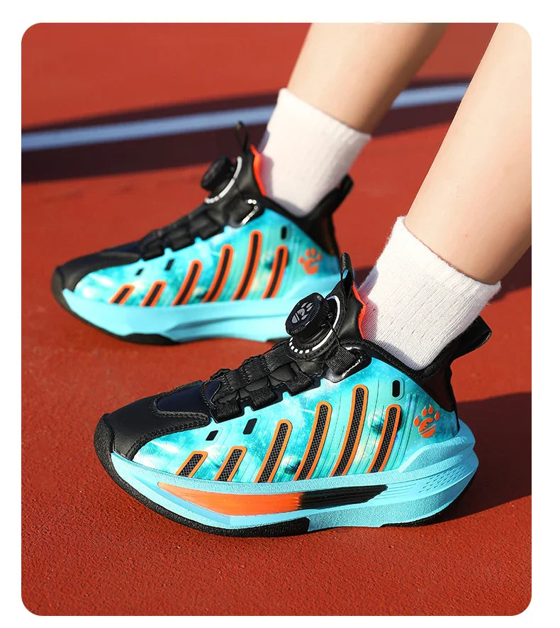 Children‘s Basketball Shoes Non-slip Breathable Basketball Training Sneakers Lace-up Boys Girls Sports Shoes Kids Athletic Shoes