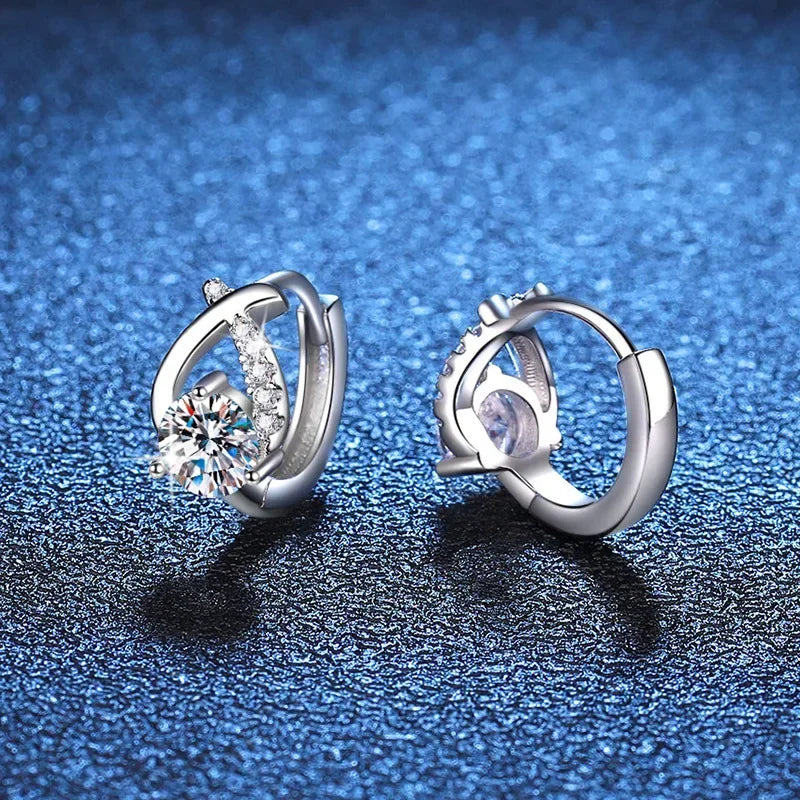 0.5CT 5MM Real Moissanite Hoop Earrings PT950 Platinum Certified Luxury Sparkling Diamond Jewelry for Women