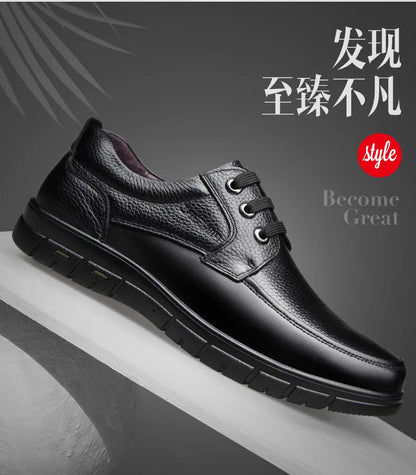 Handmade Leisure Men Shoes New Trendy Minimalist Work Shoes With Lace Up Middle-Aged Dad Formal Casual Business Leather Shoes