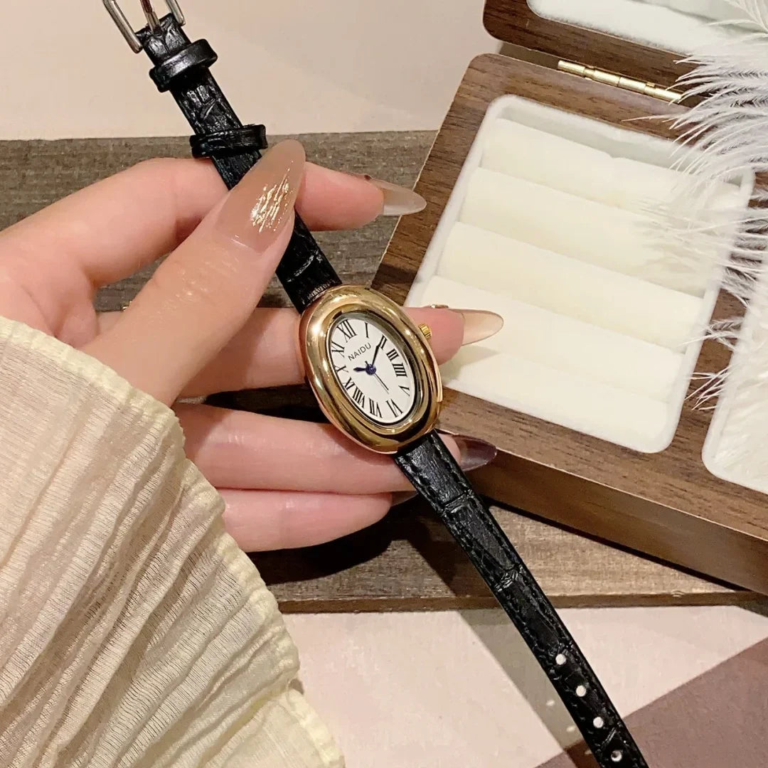Fashion Oval Dial Women's Watch Casual Leather Band Analog Quartz Watches Female Wristwatch Dropshipping Clock Reloj De Mujer