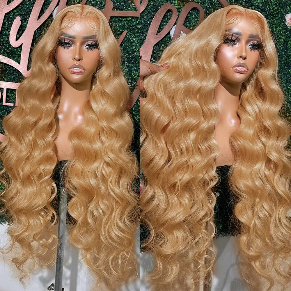 34 36inch 27 Honey Blonde Body Wave Wig Human Hair 13x6 Transparent Hd Lace Frontal Wig For Women 250 Density Brazilian Wigs