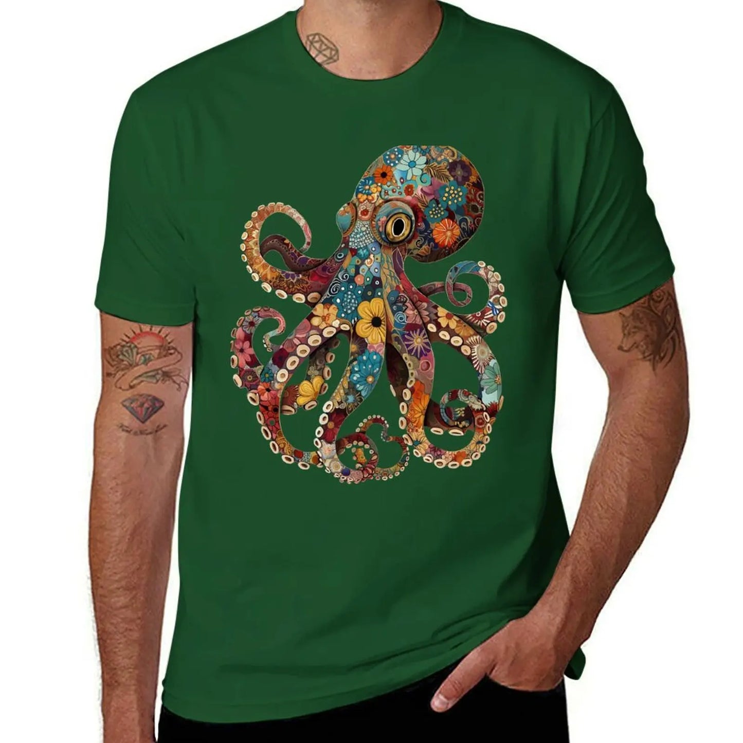 Full color octopus T-Shirt quick drying korean fashion summer tops Aesthetic clothing funny t shirts for men