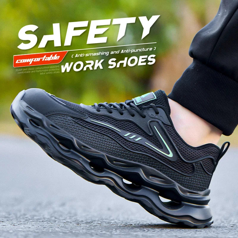 Men's safety shoes are super lightweight, breathable, comfortable, anti smashing, plastic toe protection and work shoes