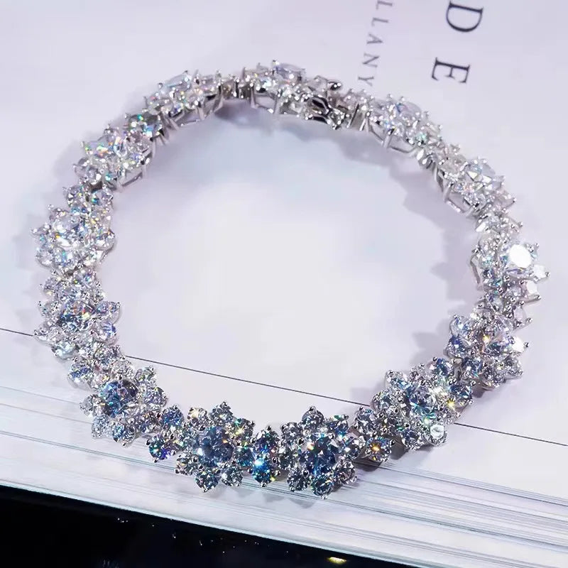 S925 Moissanite Bracelet, Fashion Party Engagement Wedding Anniversary Gift Wedding Anniversary Certificate, Mother's Day Gift