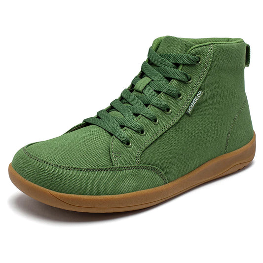 Tênis Barefoot Cano Médio Unissex Bico Largo de Lona Zero Drop Cadarço Para Caminhada ao Ar Livre