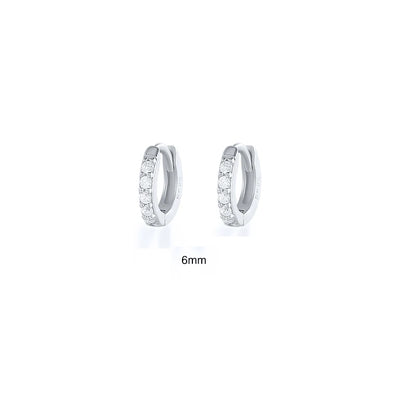 6/7/8/9 MM Cartilage Circle Earrings 925 Sterling Silver Bling CZ Huggie Hoop Earring for Women Piercing Buckle Wedding Jewelry
