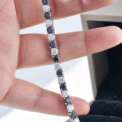 GRA Certified 3/4/5mm Full Black Moissanite Tennis Bracelet for Women Men 925 Silver Plated 18K Rose Gold Link Bracelets