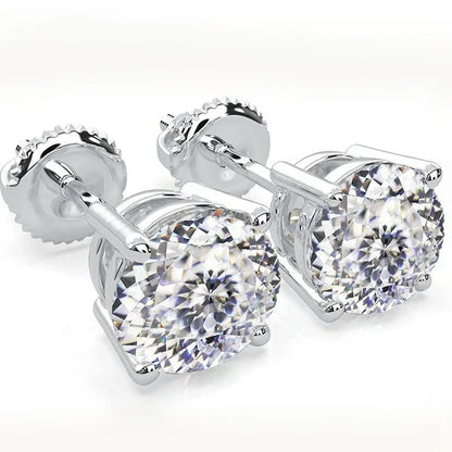 100% S925 silvery Portuguese cut D moissanite screw back 4 prong stud earring for women golden plated yellow golden plated  GRA