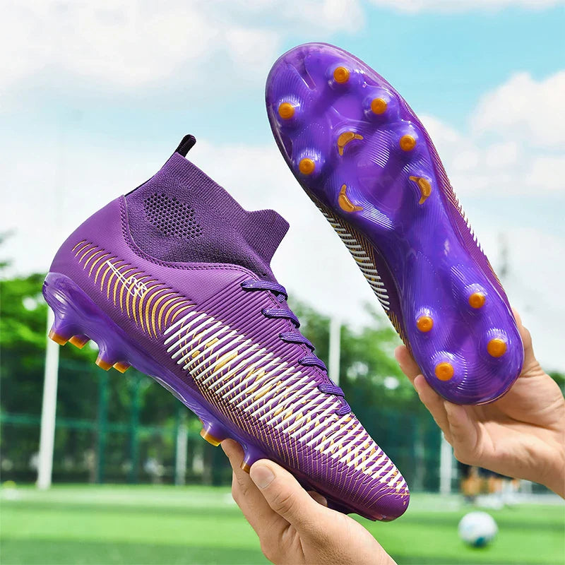 Double Star 2026 New High-Top AG Soccer Boots, Long Studs, for Teenagers, Primary School Students, Adults and Kids, Match & Trai