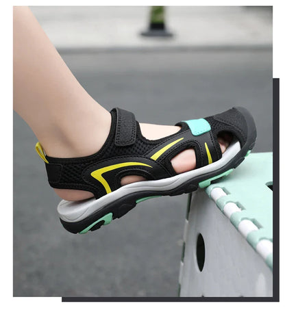 Summer Beach Water Children Sandals Fashion Shoes Outdoor Non-slip Soft Bottom Shading Leather Boys Comfortable Walking Sandials