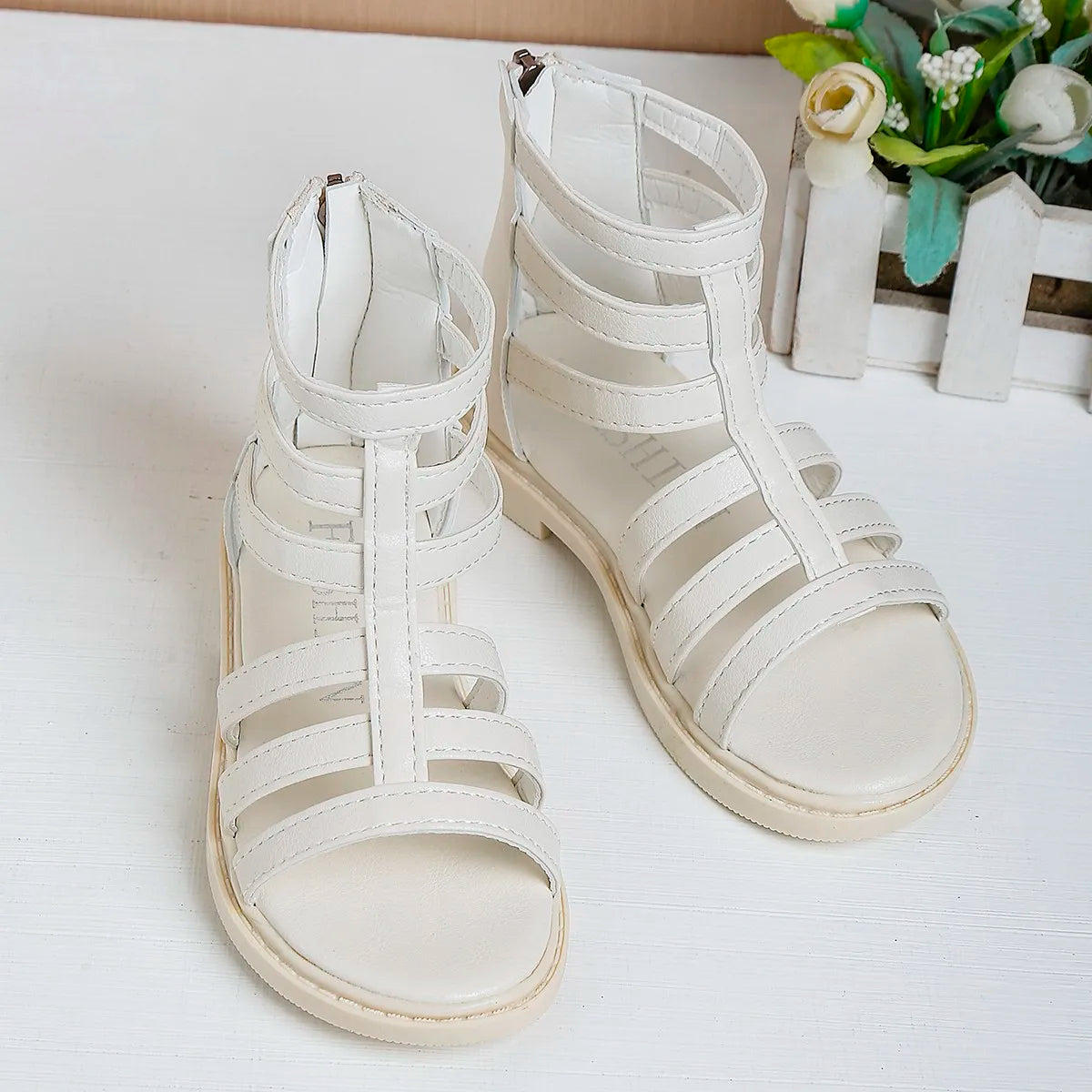 Girls Sandals 2026 Summer Kids Gladiator Sandals Boots  Roma Shoes Narrow Band Princess Shoes For Child Baby Black white