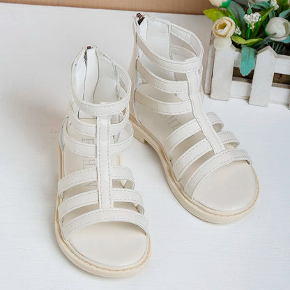 Girls Sandals 2026 Summer Kids Gladiator Sandals Boots  Roma Shoes Narrow Band Princess Shoes For Child Baby Black white