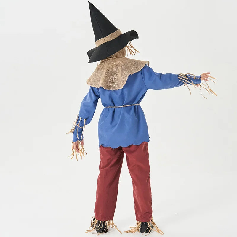 Boys Girls Scarecrow Costume Halloween Purim The Wizard of OZ Scarecrow Cosplay Outfit Fantasia Party Fancy Dress