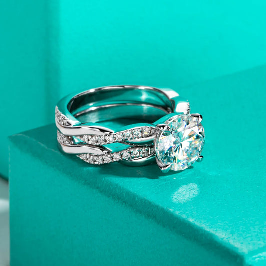 3ct D Color Moissanite Wedding Bands Ring 18k Gold Plated 925 Sterling Silver Infinity Bridal Rings Set for Women