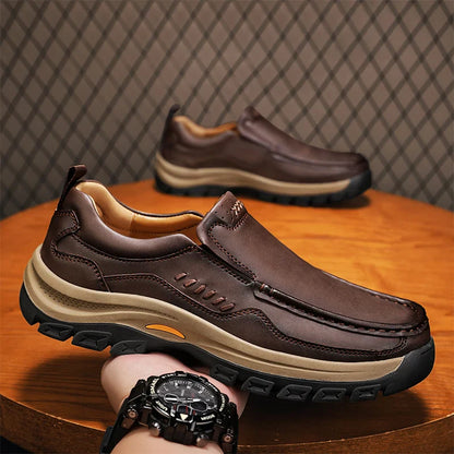Men's Hand-Stitched Fashion Loafers, Solid Color Low-Top Casual Shoes, Simple Trendy Slip-On Sneakers, Men's Shoes for All Seasons, Daily Office Business Shoes, Large Size Men's Shoes