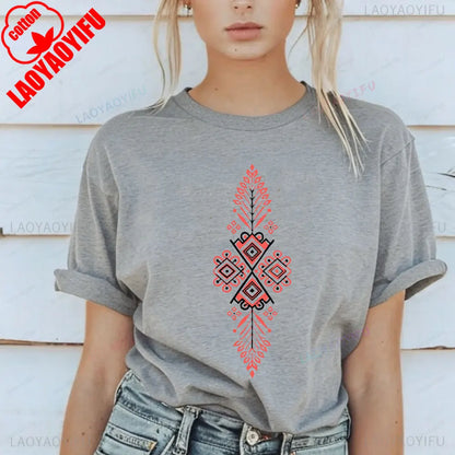 Shirt Ornament Print Shirt Ukraine Shirt Ukrainian T-shirt Gift for Women High Quality Cotton Tops Creativity Style