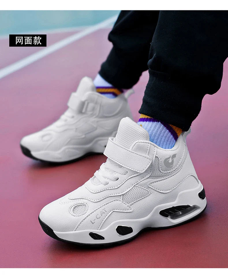 Children's High-top Basketball Shoes Anti-slip Basketball Combat Boots Boys Girls Outdoor Cushioned Sneakers Ankle Support Shoes