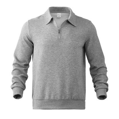 24 cross-border popular autumn long-sleeved lapel zipper men's loose casual top polo shirt