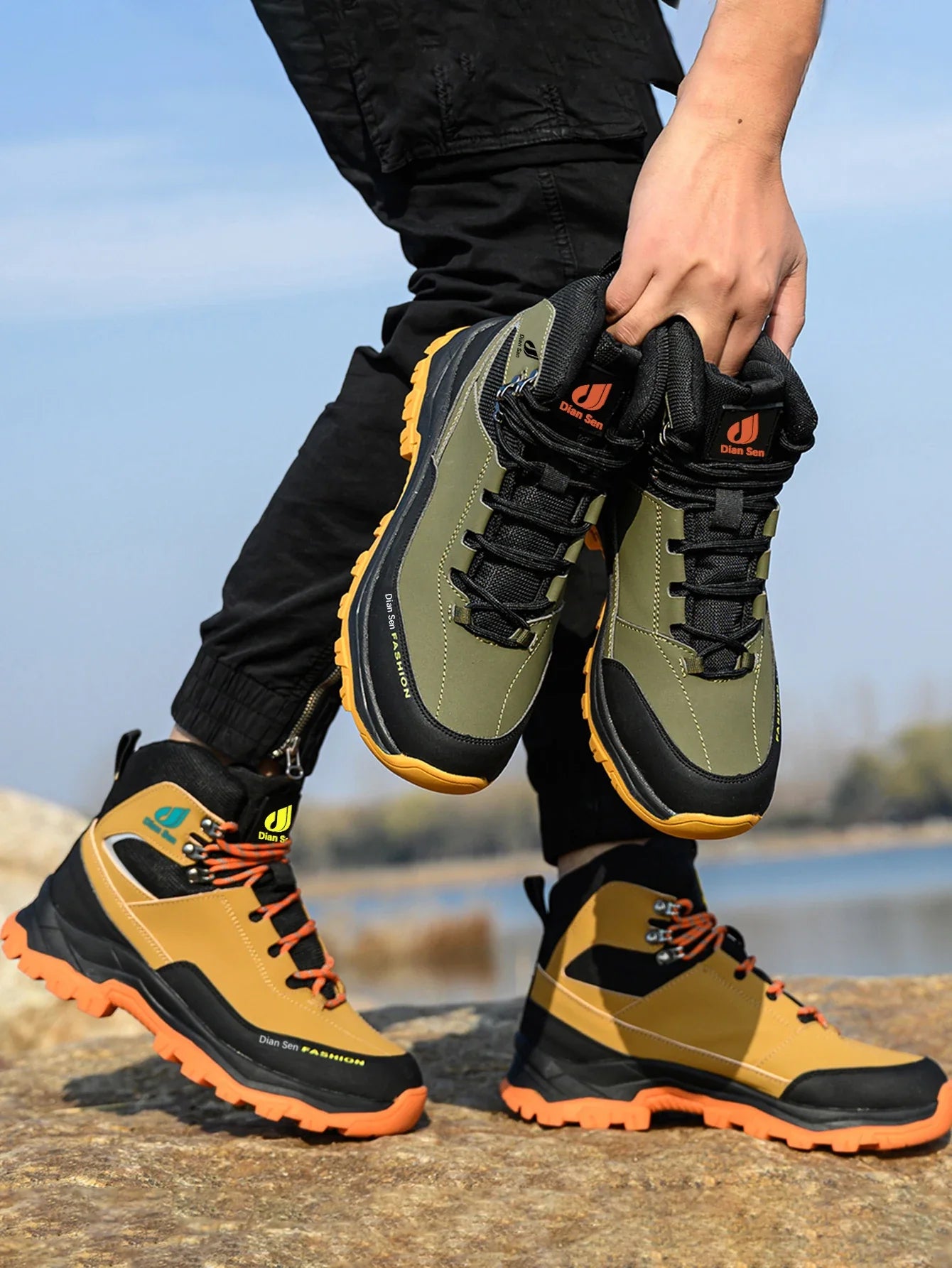 Men Work Boots Puncture-Proof Waterproof Work Shoes Steel Toe Safety Boots Industrial Indestructible Boots Side Leather Shoes