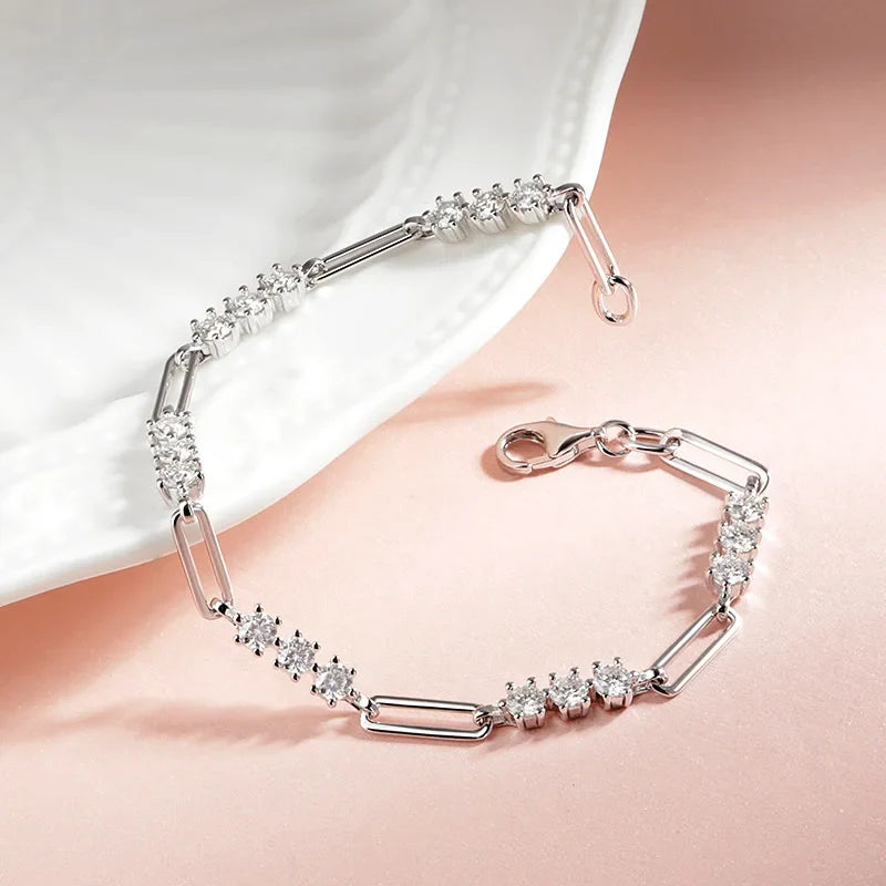 18K Plated 3mm 100% Real All Moissanite Bracelets for Women Men Classic Lab Diamond Chain Sterling Silver 925 Wholesale