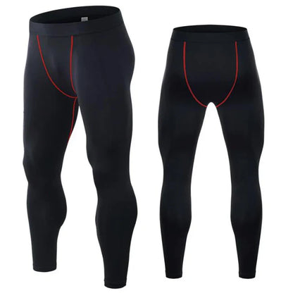 Men's compression sports pants fast drying fitness sports pants running tight pants training tight pants black red gray line