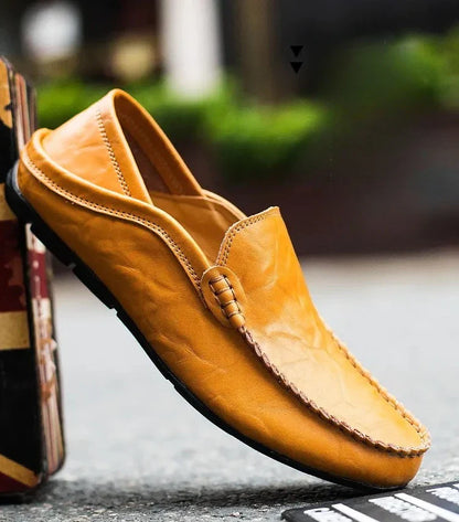 Men Leather Loafers Comfortable Slip On Shoes Breathable Lightweight Walking Shoes for Big Size 47 Casual Soft Driving Shoes