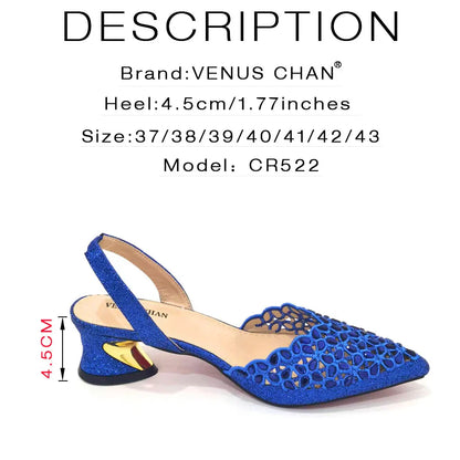 Royal Blue Shoe And Bag With Elegant High Heels Shoes Italian Popular Design African Ladies Shoes Bag Set