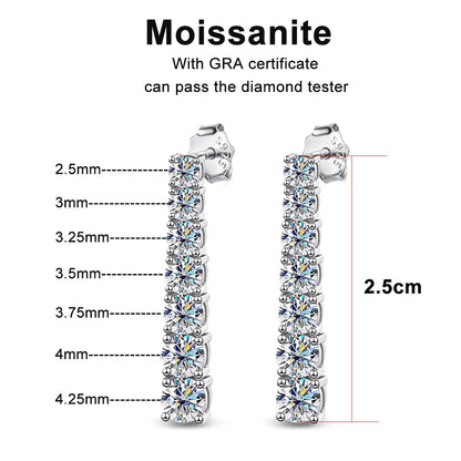 D VVS1 Moissanite Pandent Earrings for Woman Wedding Jewely with GRA s925 Sterling Sliver Plated 18k White Gold Earring