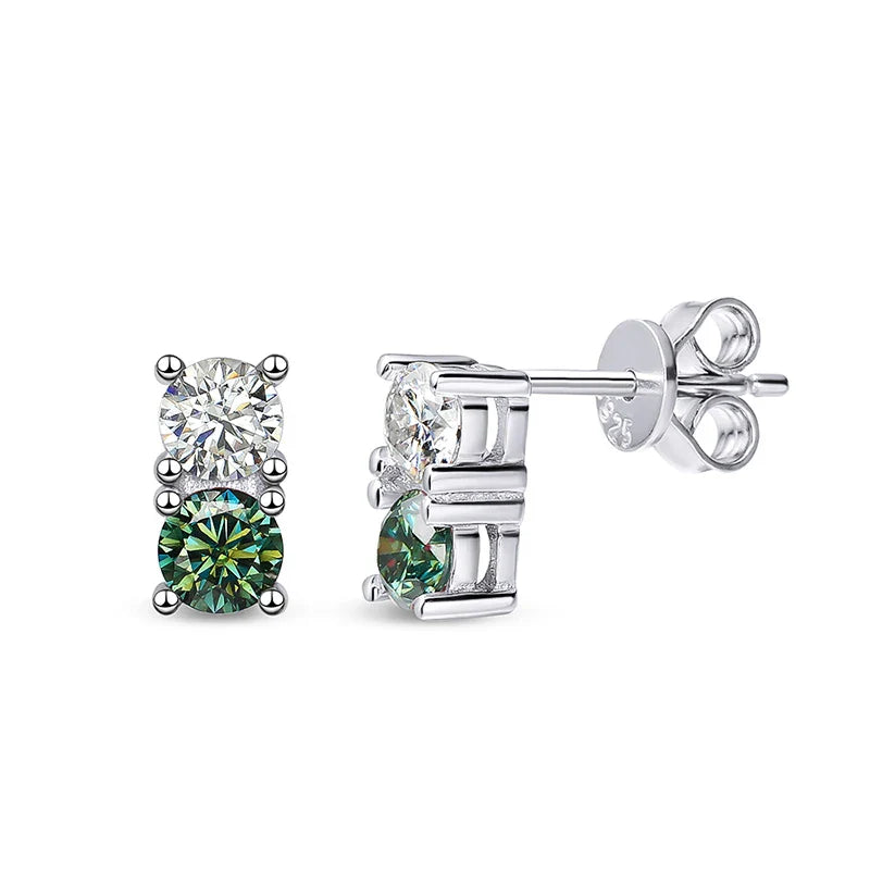 1.2cttw 100% Real Green Moissanite Studs Earrings for Women  Classic Four Claw Ear Studs S925 Sterling Silver Jewelry GRA