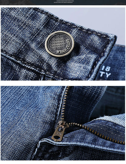 Wthinlee Business Men Jeans Casual Straight Stretch Fashion Classic Blue Black Work Denim Trousers Spring Summer Brand Clothing