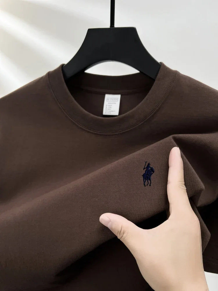 Luxury brand short sleeve men's round neck T-shirt summer fashion classic pony embroidery design 100cotton breathable casual top