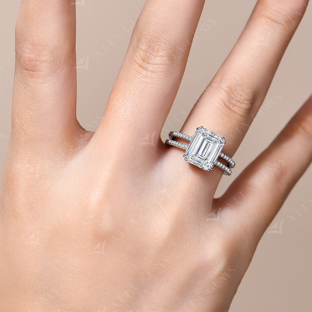 Emerald Cut 5CT Moissanite Diamond Ring for Women Men 11*9mm D VVS1 s925 Silver Wedding Bride Jewelry With Certificate