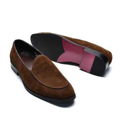 Luxury Italian Wedding Party Men's Loafer Dress Shoes Cow Suede Leather Slip-on Gentleman Fashion Suit Formal Shoes Man Footwear