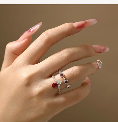Classic Lab Ruby Rings with Zircon Crown Design Timeless Elegance 925 Sterling Silver Wedding Engagement Ring For Women