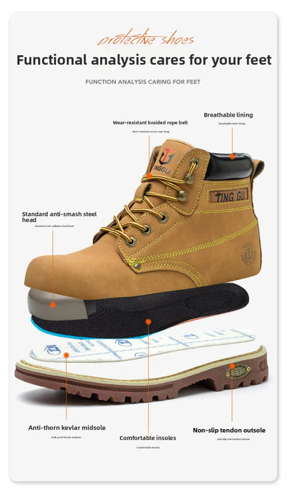 Four Season Labor Protection Shoes Anti Smashing Anti Piercing Steel ToeCap Anti Slip SafetyShoesWear-resistant Protective Shoes