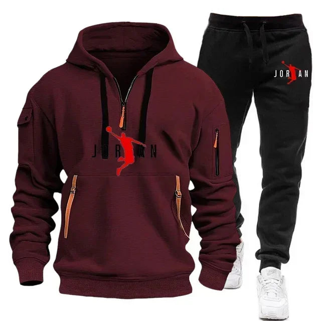2025 New Autumn and winter new trend men's blazer + Tracksuit pants Fashion casual jogging print sportswear outdoor sportswear