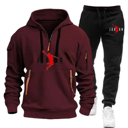 2025 New Autumn and winter new trend men's blazer + Tracksuit pants Fashion casual jogging print sportswear outdoor sportswear