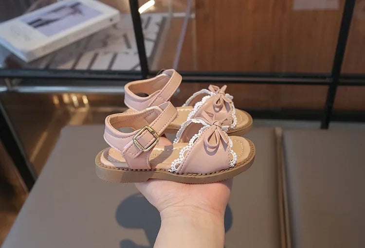 Girls Cute Lace Bow Princess Sandals New Little Kids Soft-soled Beach Summer Shoes Size 22-31