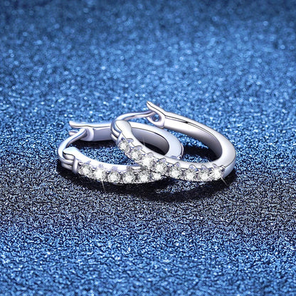 Full D Color Moissanite Earring 925 Sterling Sliver with Plated White Gold Hoop Earring for Women Wedding Party Jewelry