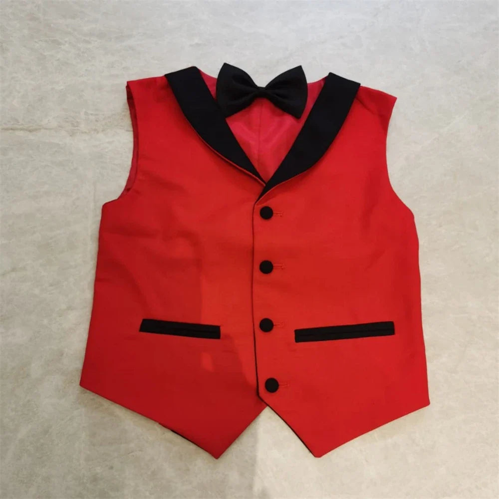 Slim Fit Boy's Suit Set 3 Pieces Tuxedo For Formal Occasion Blazer Vest And Pants Kids Outfit For Wedding Prom School Activities
