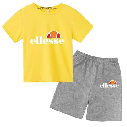 Kids Summer Leisure Letter 2pcs O-neck Short Sleeve T-shirts+Pants Suits 3-13 Years Boys Girls Casual Outfits Children Clothes